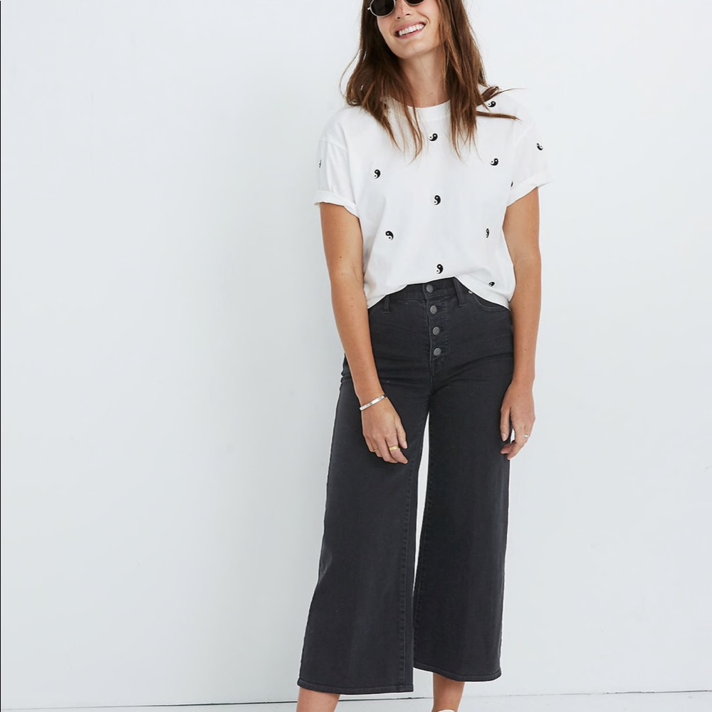 Madewell Wide Leg Crop Button Front Jeans